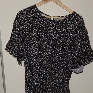 Maurices Black Floral Dress with Ruffles